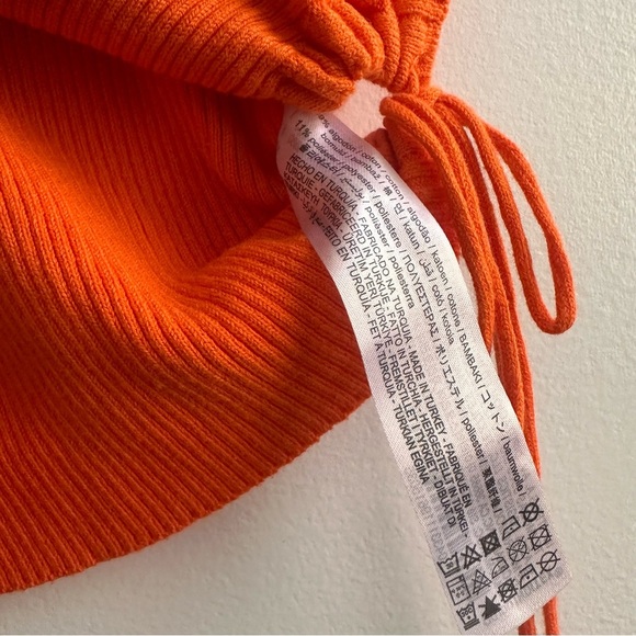Zara Ribbed Knit Orange Cropped Tee Medium - Picture 7 of 8